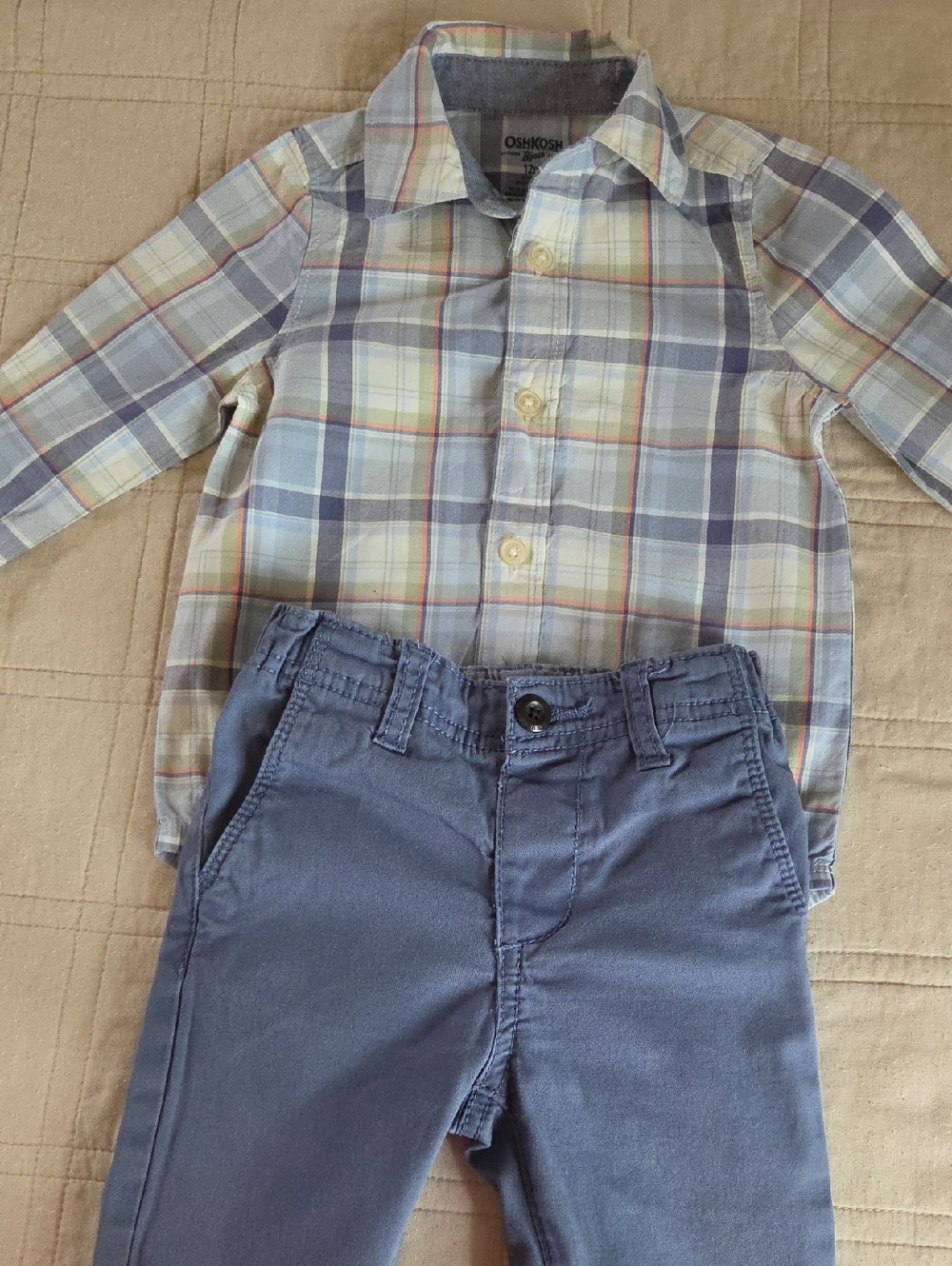 OshKosh B'gosh Pastel Plaid Button-Down Shirt in Blue, Yellow, Cream